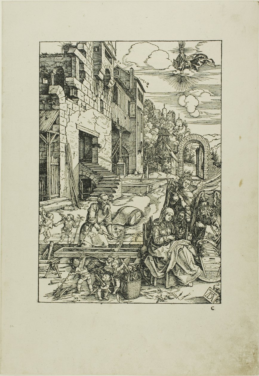 Den hellige familie i Egypten fra Jomfruens liv af Albrecht Dürer