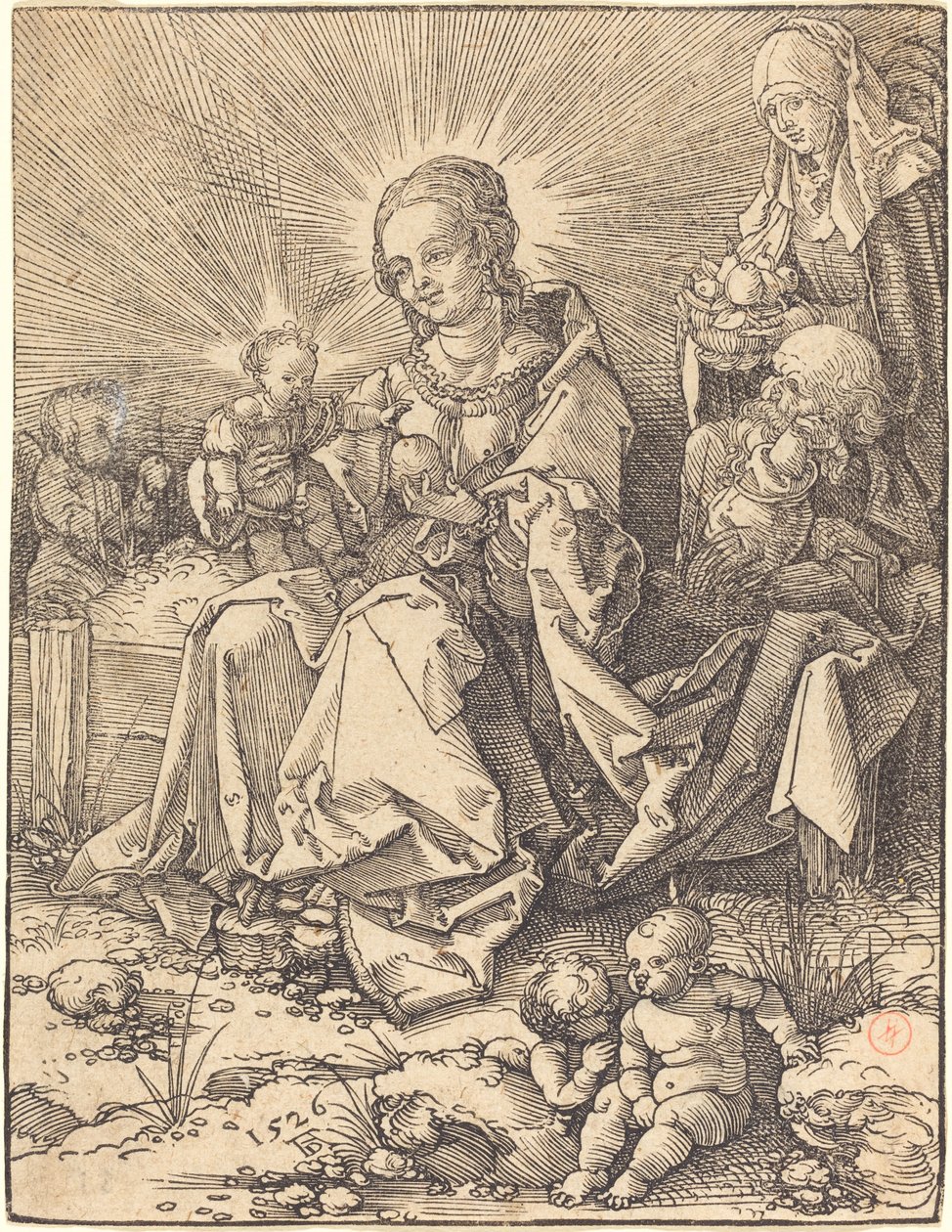 Den hellige familie på en græsbænk af Albrecht Dürer
