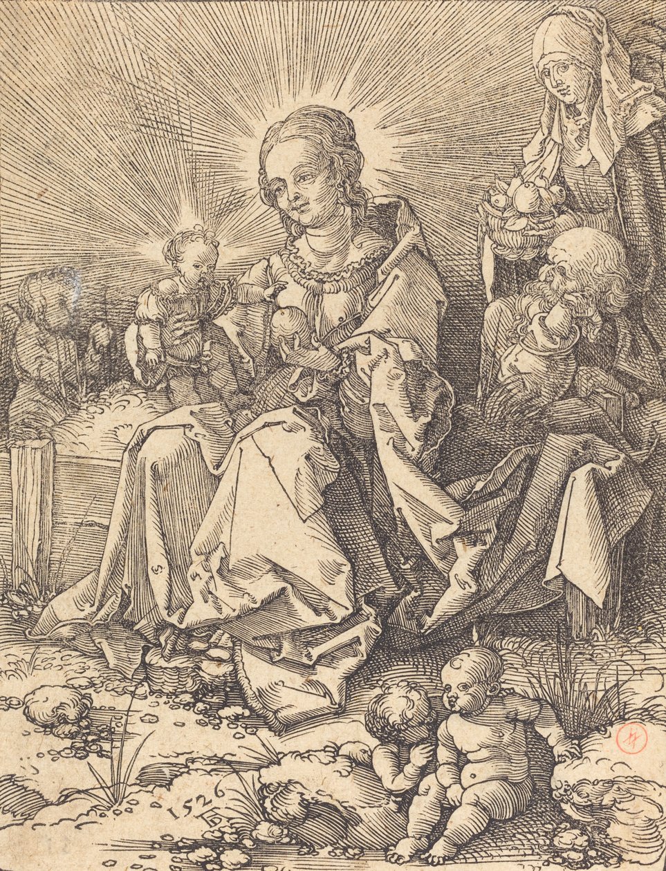 Den hellige familie på en græsbænk, 1526. af Albrecht Dürer