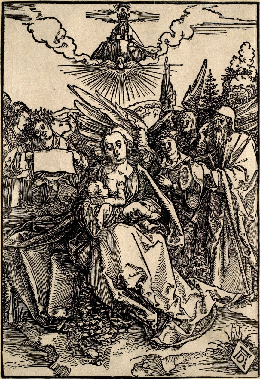 Den hellige familie med fem engle af Albrecht Dürer