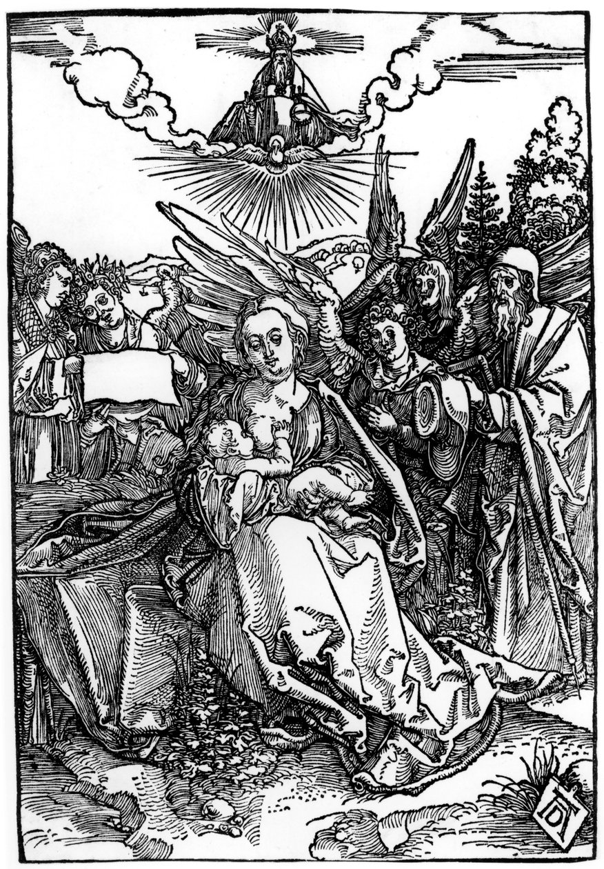 Den hellige familie med fem engle, ca. 1504 af Albrecht Dürer
