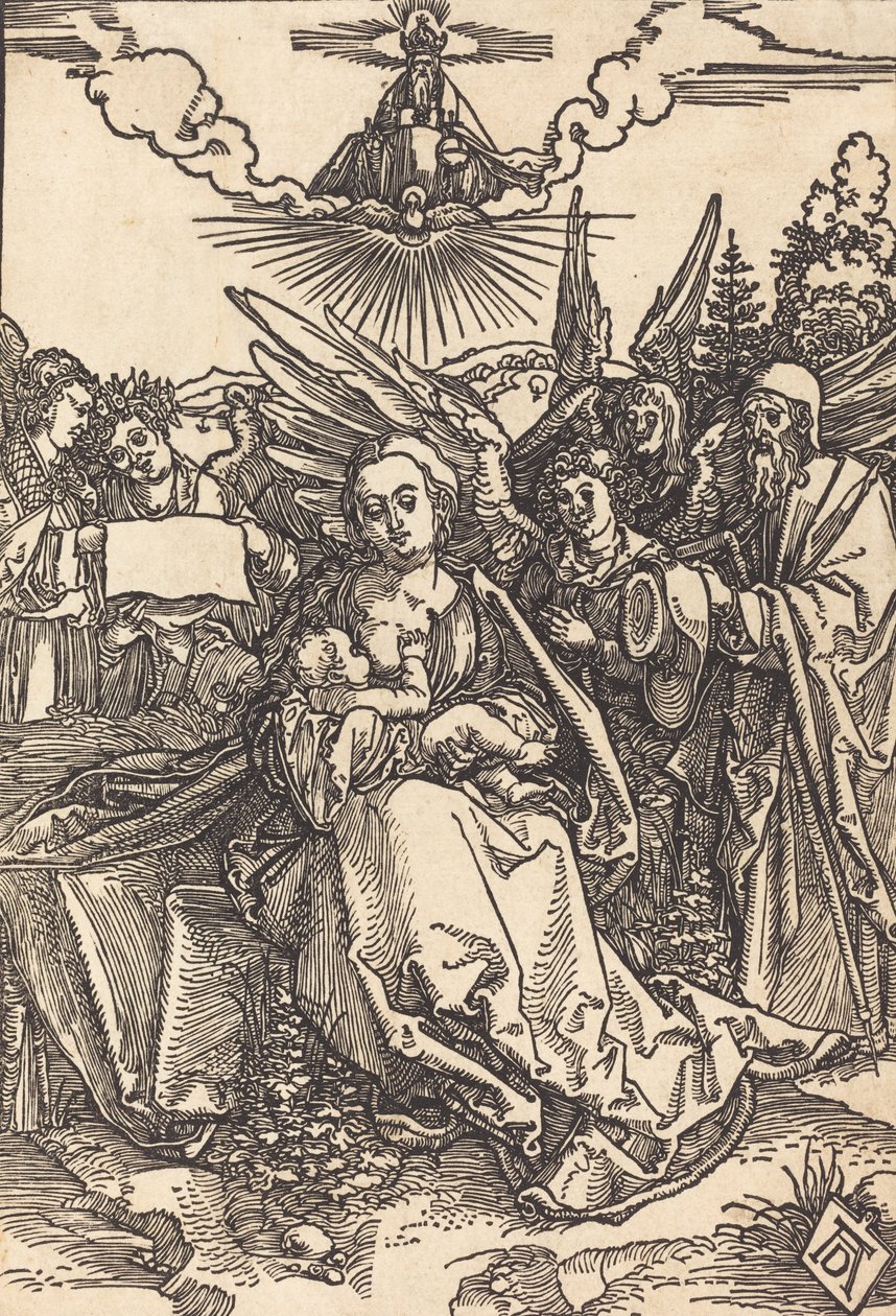 Den hellige familie med fem engle, i eller før 1505. af Albrecht Dürer