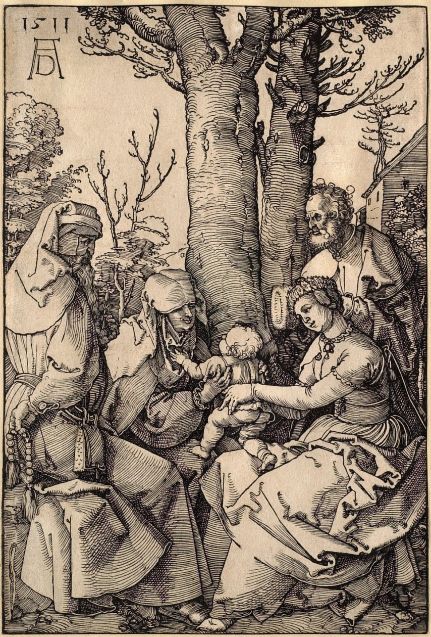 Den hellige familie med Joakim og Anna under et træ af Albrecht Dürer