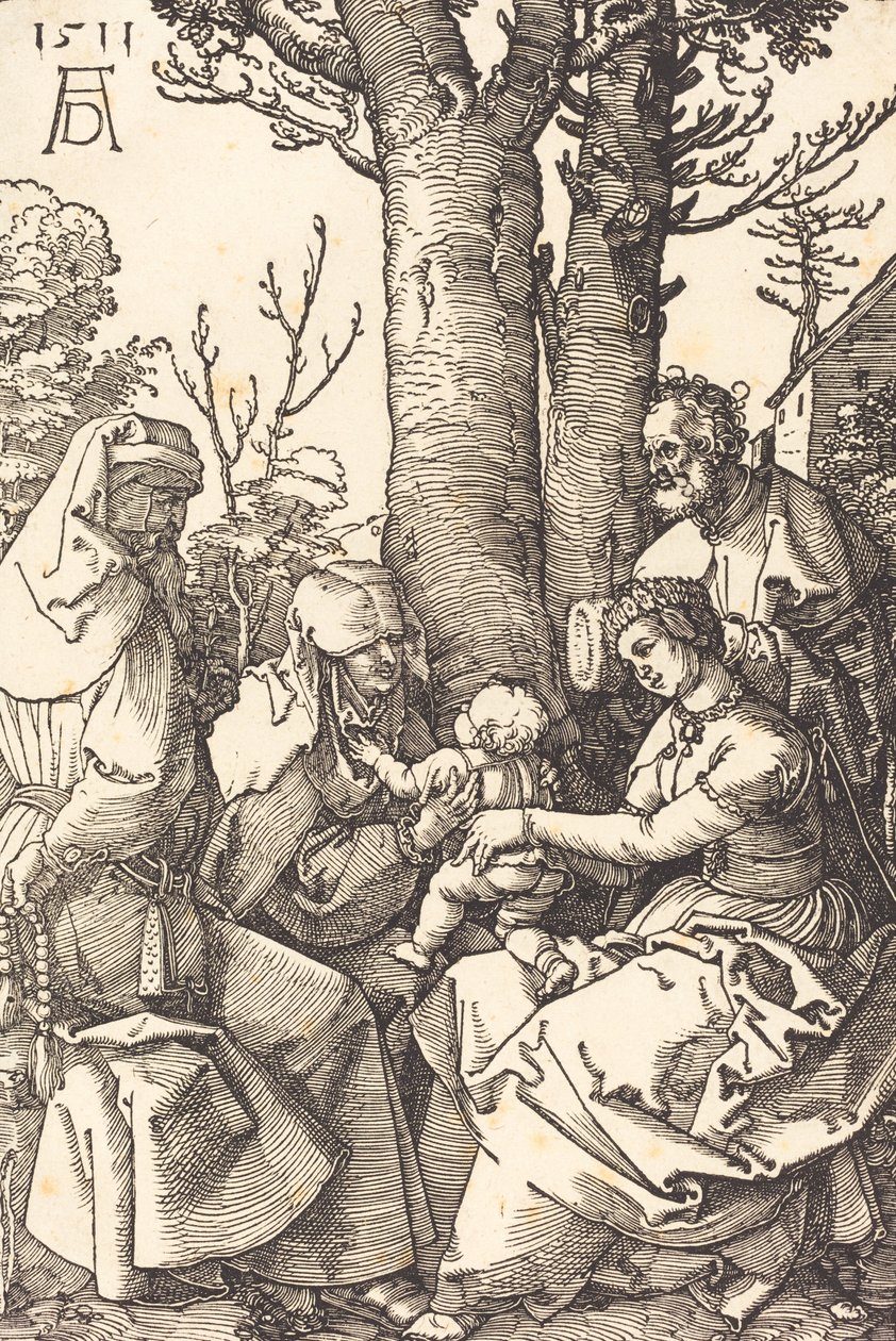 Den hellige familie med Joachim og Anne under et træ, 1511. af Albrecht Dürer