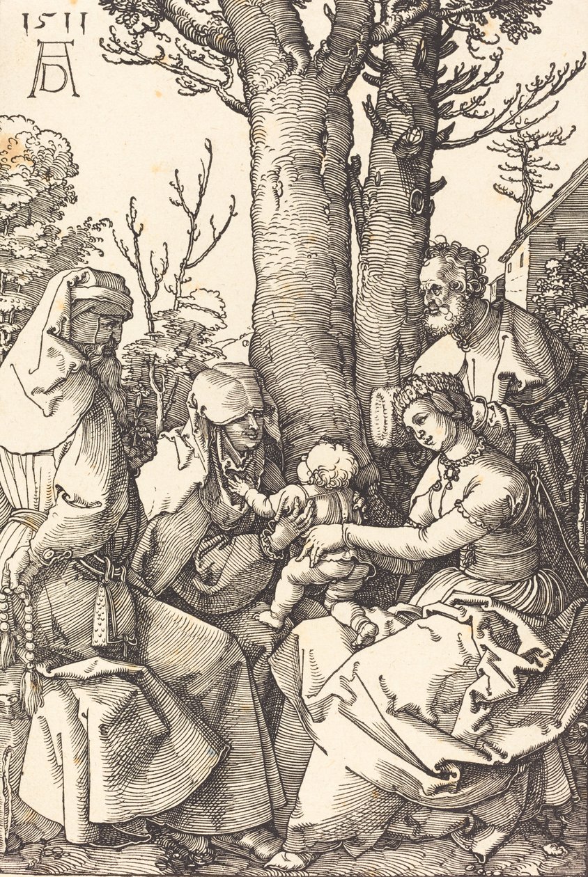 Den hellige familie med Joachim og Anne under et træ, 1511. af Albrecht Dürer