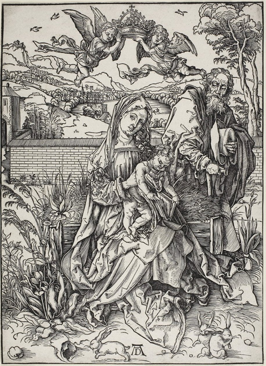 Den hellige familie med tre harer af Albrecht Dürer