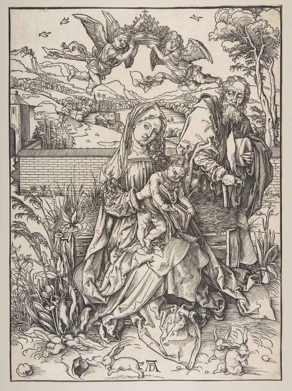 Den hellige familie med tre harer, ca. 1497-98. af Albrecht Dürer