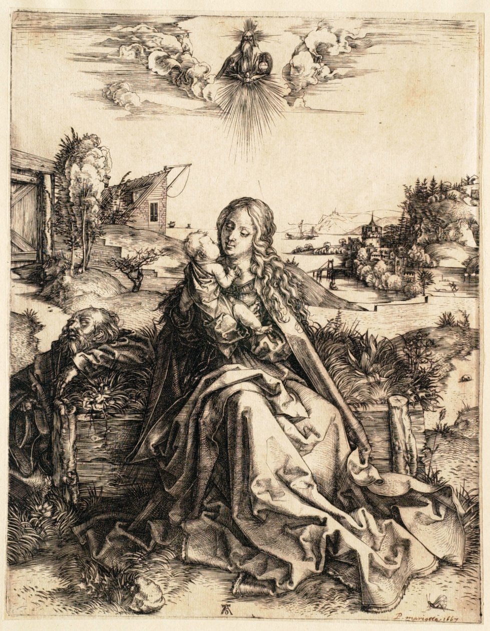 Den hellige familie med sommerfuglen af Albrecht Dürer