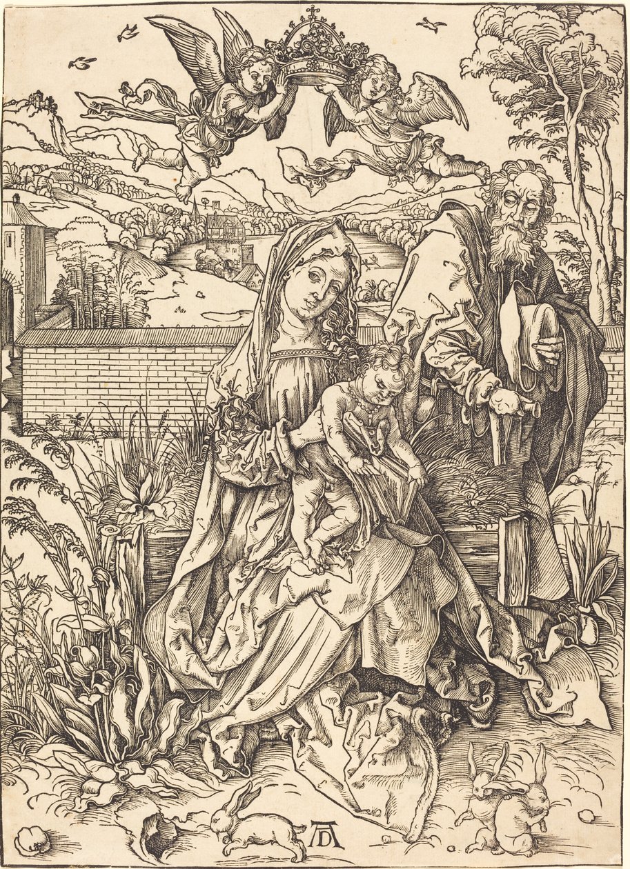 Den hellige familie med de tre harer af Albrecht Dürer