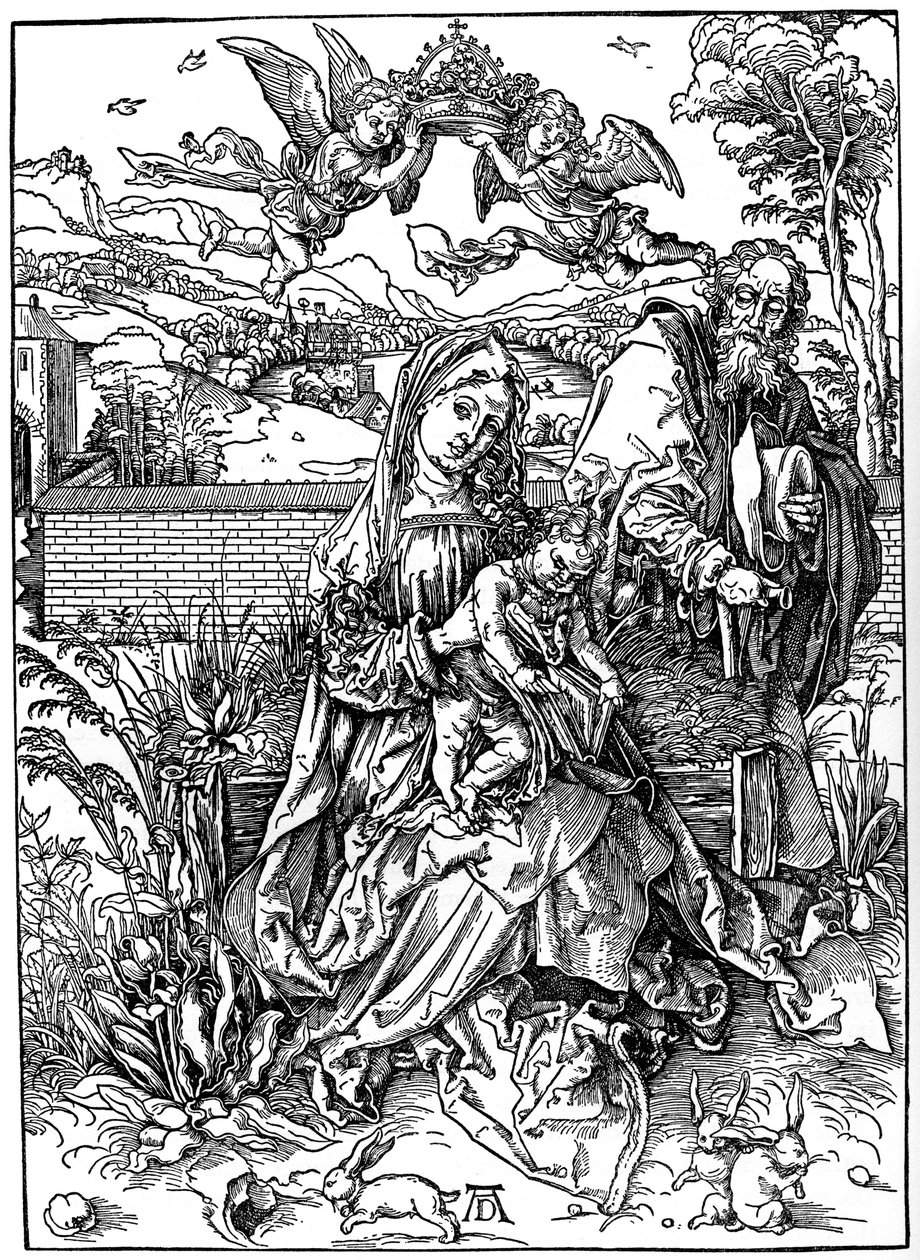 Den hellige familie med de tre harer, 1497, 1936 af Albrecht Dürer
