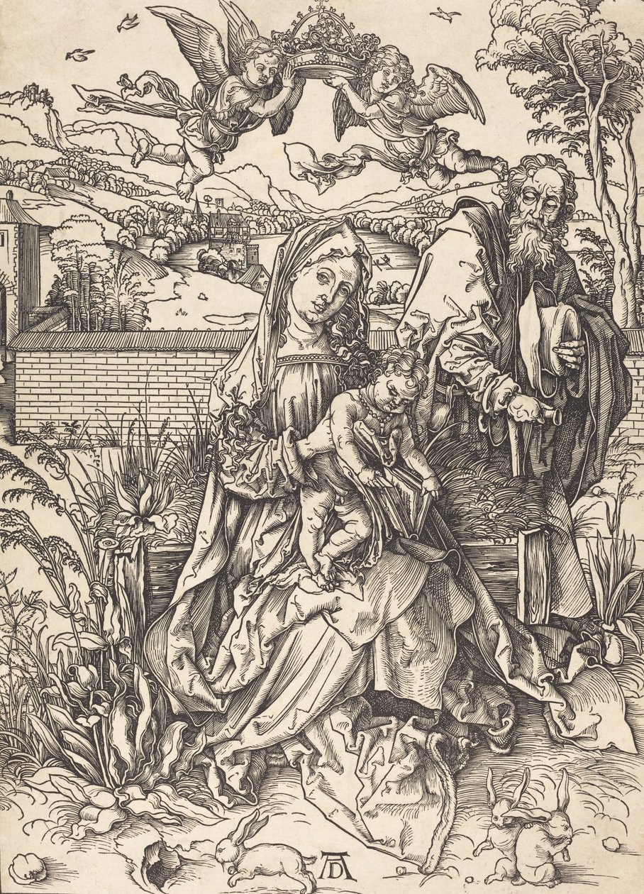 Den hellige familie med de tre harer, ca. 14971498. af Albrecht Dürer