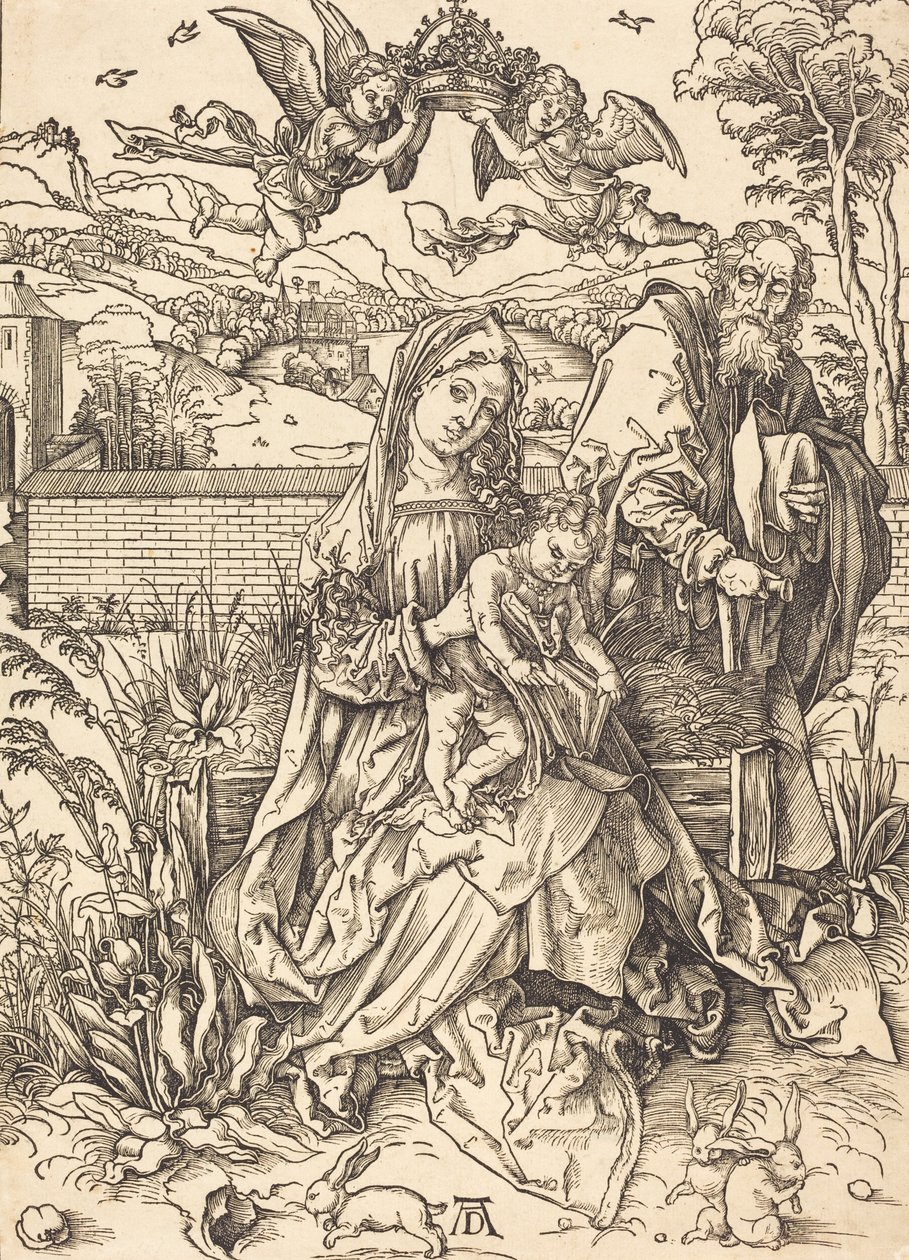 Den hellige familie med de tre harer, ca. 14971498. af Albrecht Dürer