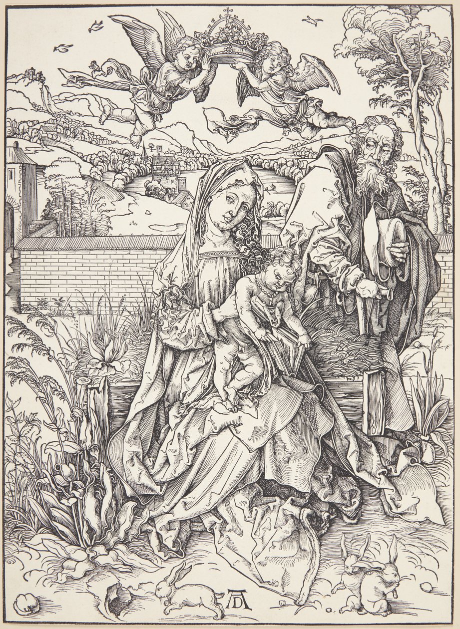 Den hellige familie med tre harer af Albrecht Dürer