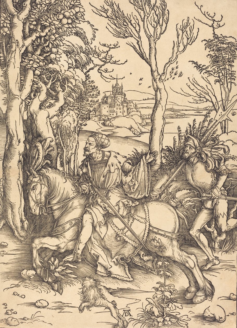 Ridderen til hest og Lansquenet, ca. 14961497. af Albrecht Dürer