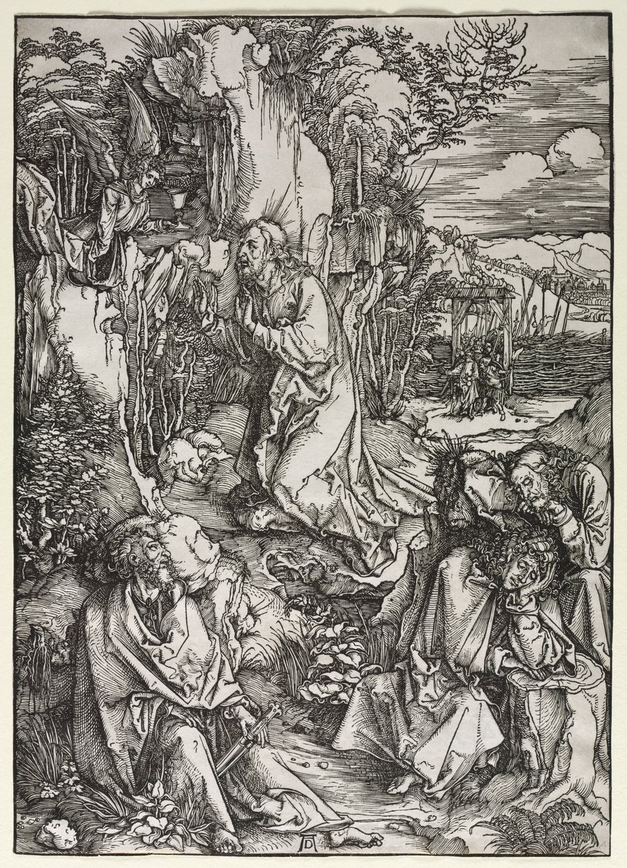 Den store lidenskab: Kristus på Oliebjerget, ca. 1497-1500. af Albrecht Dürer