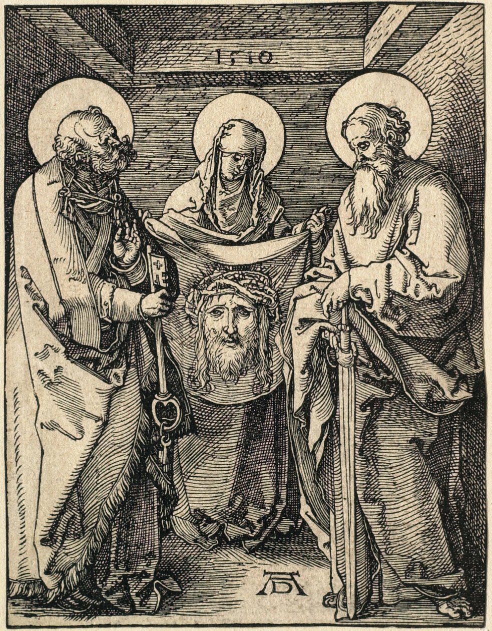 Den lille passion: Veronika mellem Sankt Peter og Sankt Paulus af Albrecht Dürer