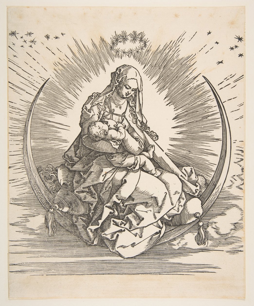 Madonnaen på Halvmånen, Frontispice til Jomfruens liv, ca. 1511. af Albrecht Dürer