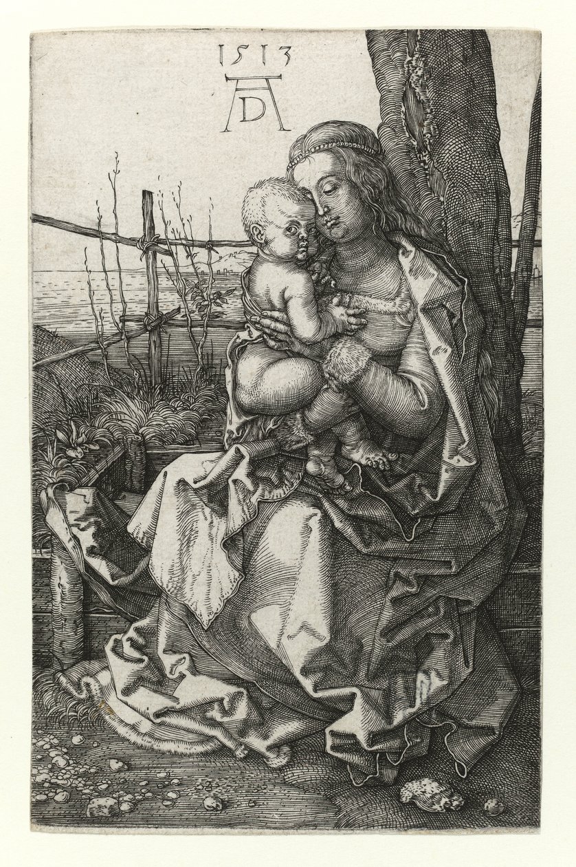 Madonnaen sidder nær træet, 1513 af Albrecht Dürer