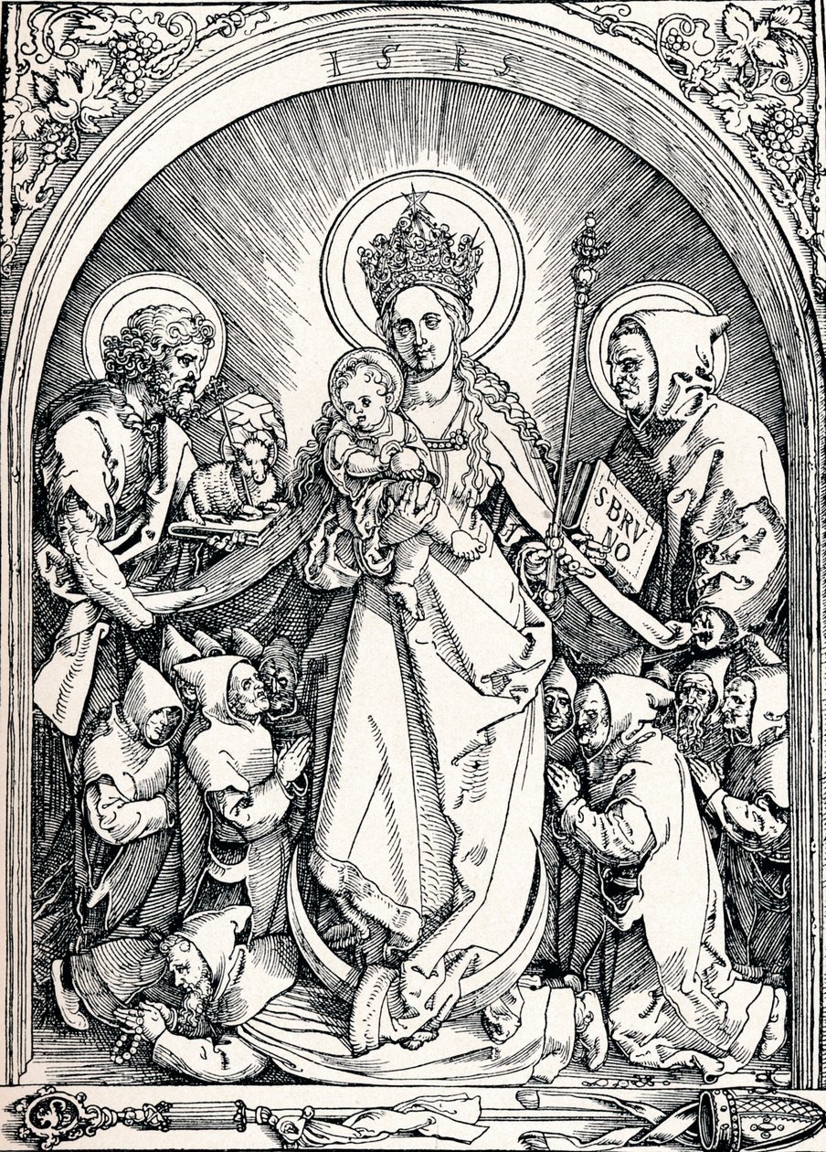Madonnaen med karteuserbrødrene, Johannes Døberen og Skt. Bruno, 1515 1906. af Albrecht Dürer