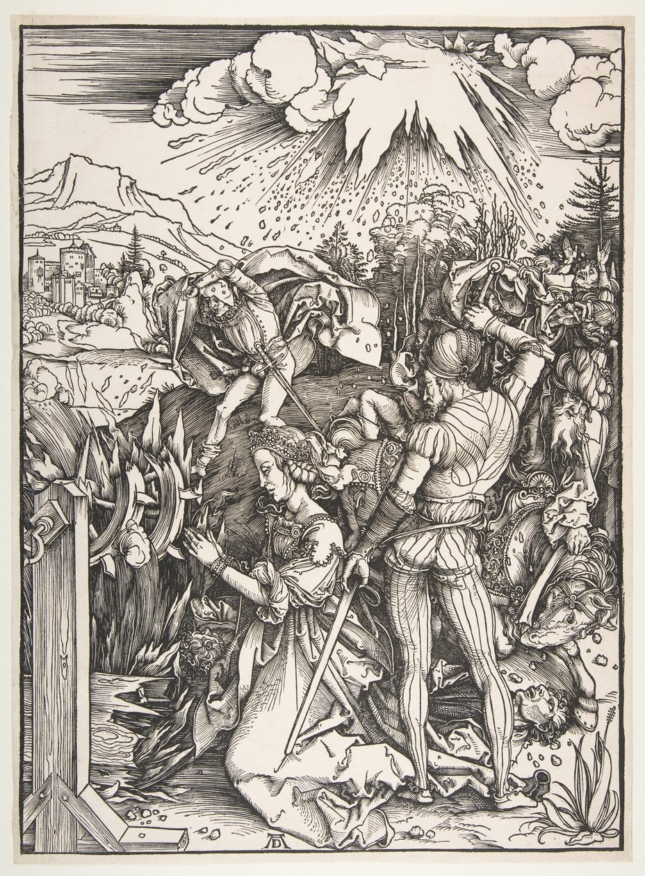 Sankt Katarina af Alexandrias martyrium.n.d. af Albrecht Dürer
