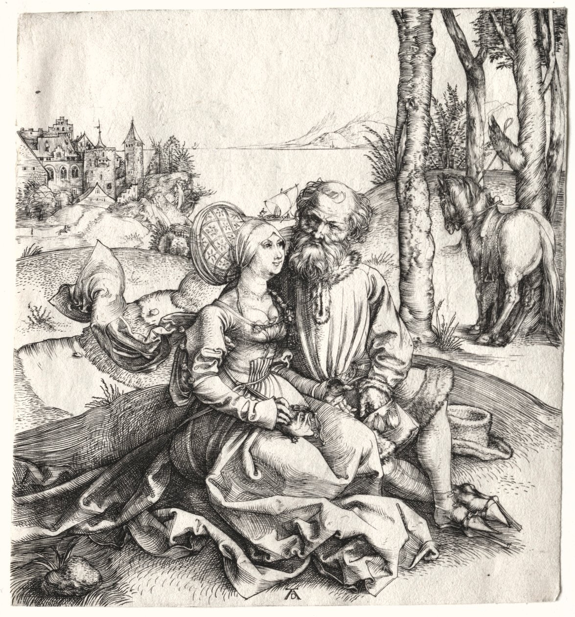 Tilbuddet om kærlighed eller det dårligt udvalgte par, 1495-1496. af Albrecht Dürer