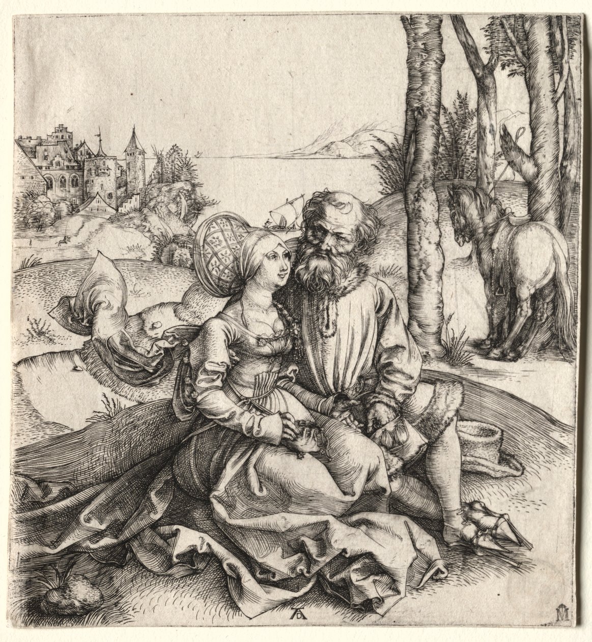 Tilbuddet om kærlighed eller det dårligt udvalgte par, 1495-1496. af Albrecht Dürer