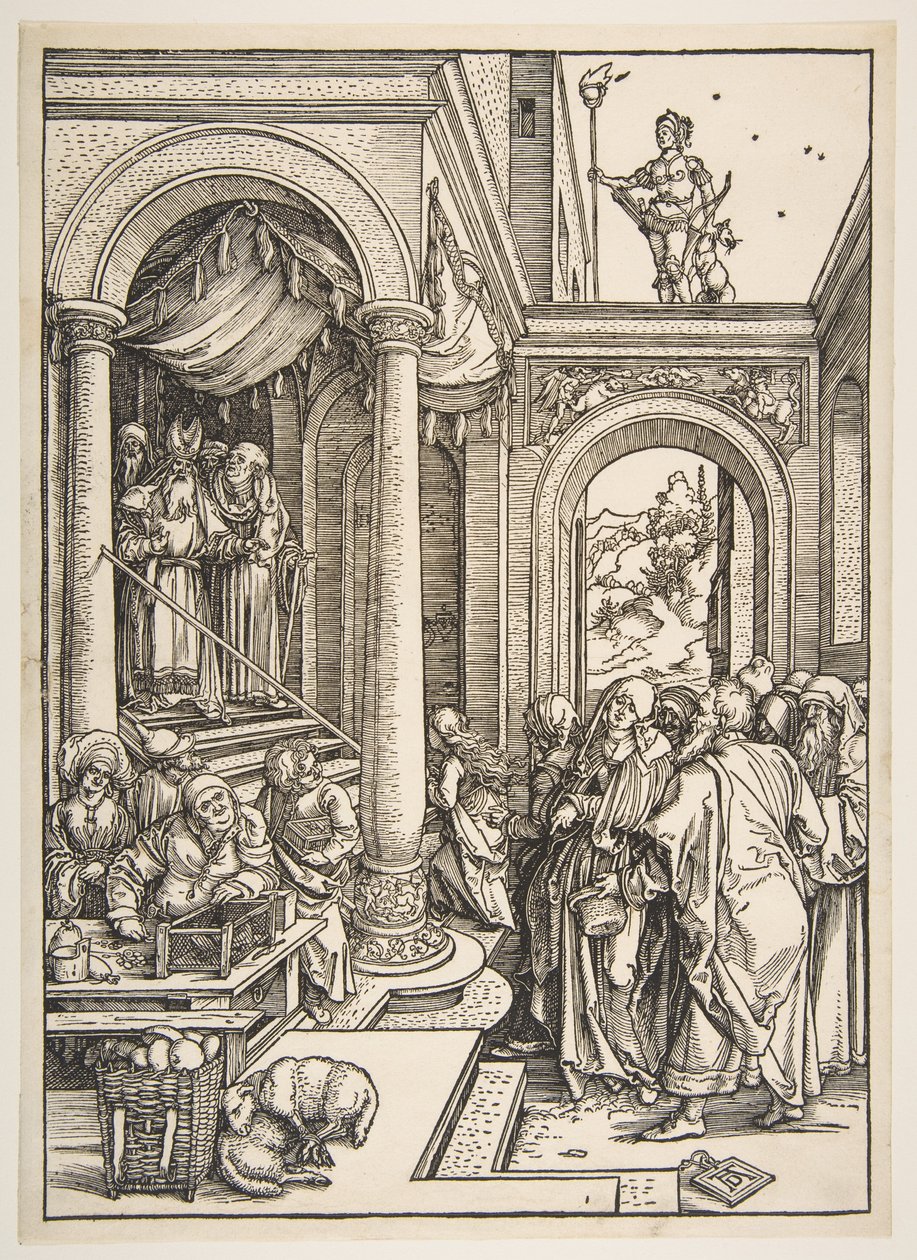 Jomfru Marias fremstilling i templet, fra "Jomfru Marias liv" af Albrecht Dürer