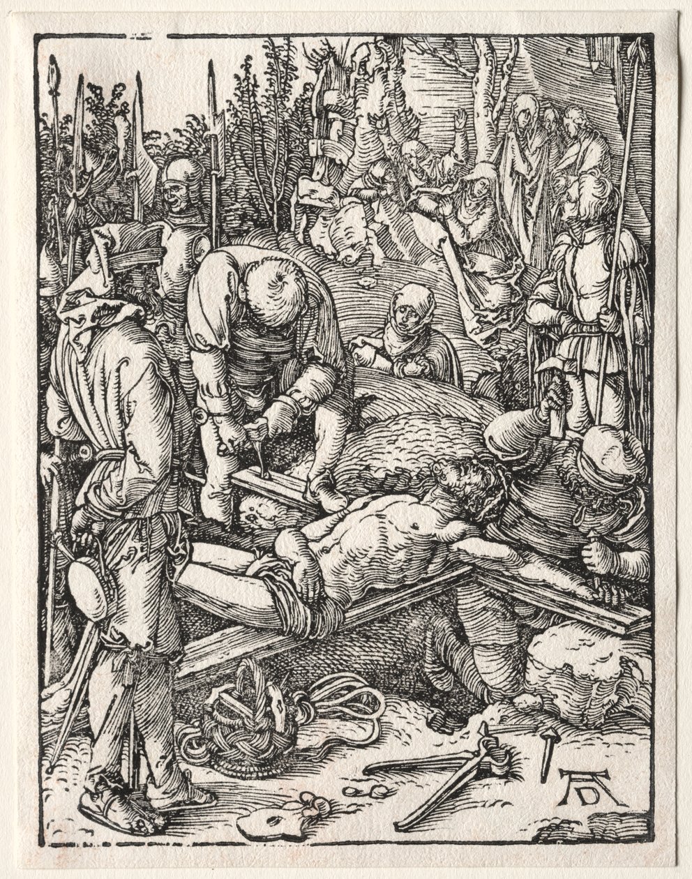Den lille lidenskab: Kristus bliver naglet til korset af Albrecht Dürer