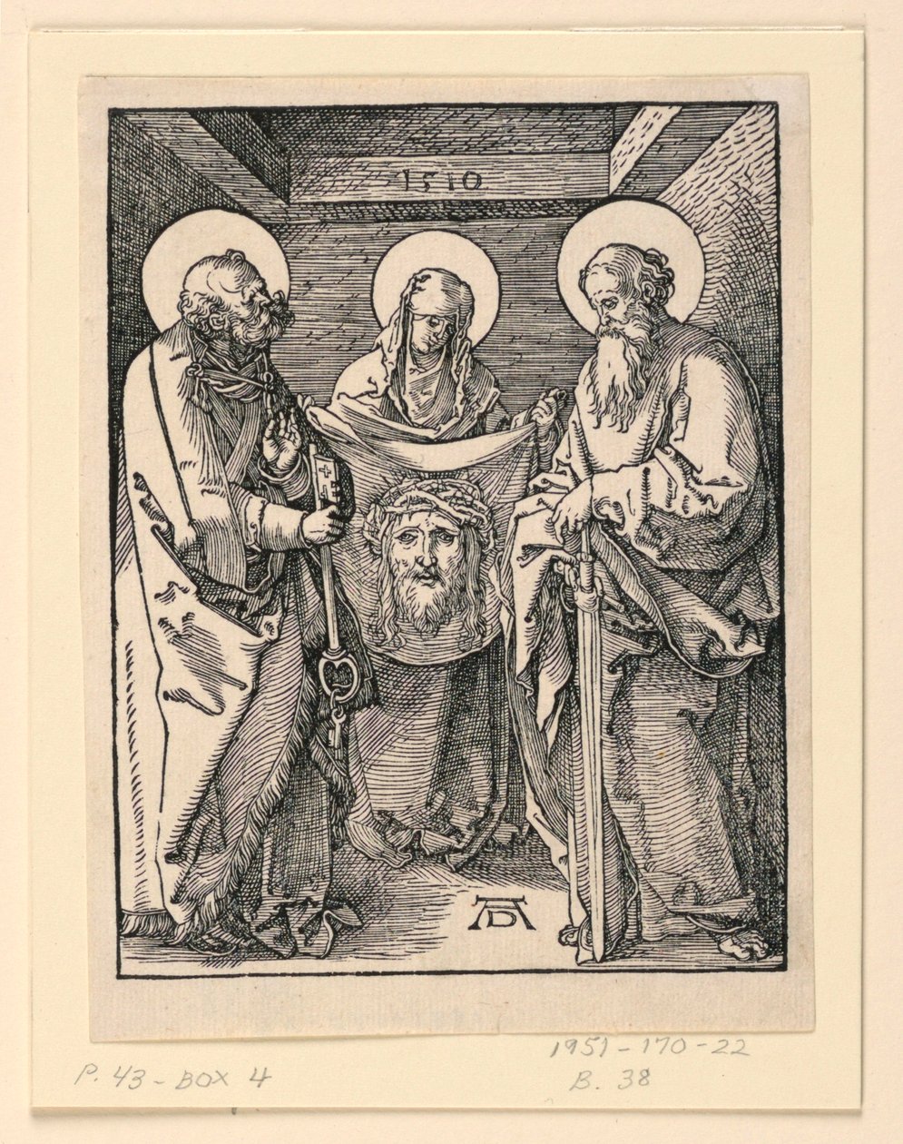 Sudarium (Saints Veronica, Peter og Paul), fra The Little Passion Series af Albrecht Dürer