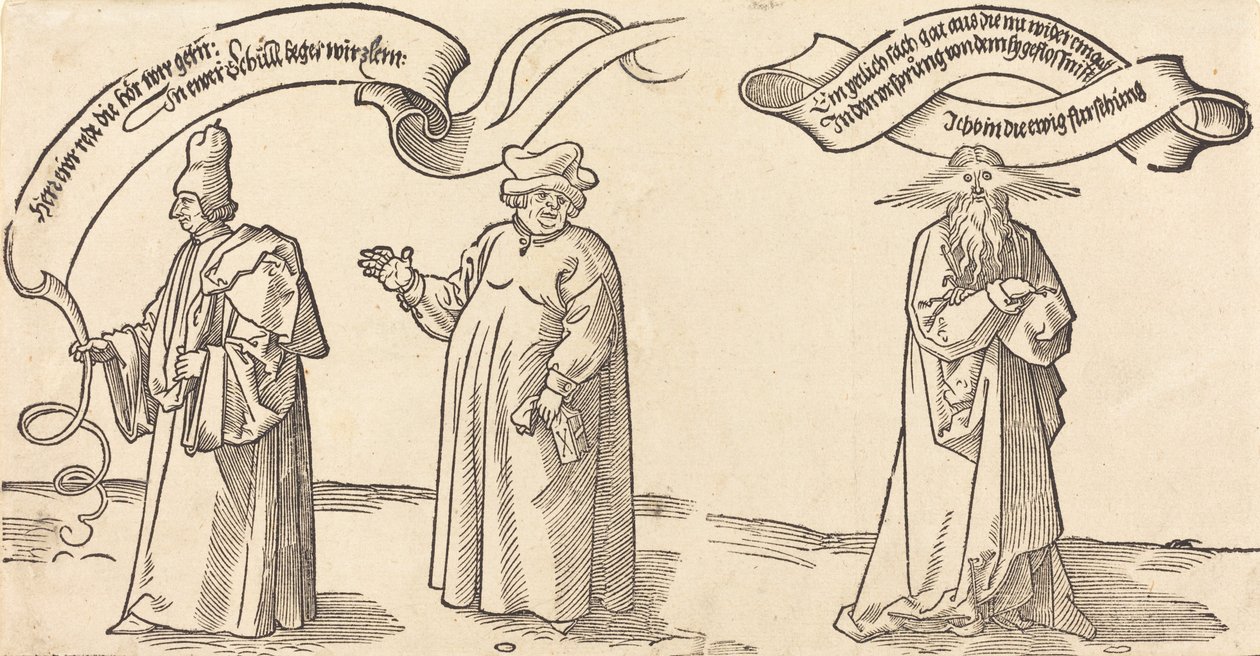 Læreren, præsten og forsynet, sandsynligvis 1526. af Albrecht Dürer