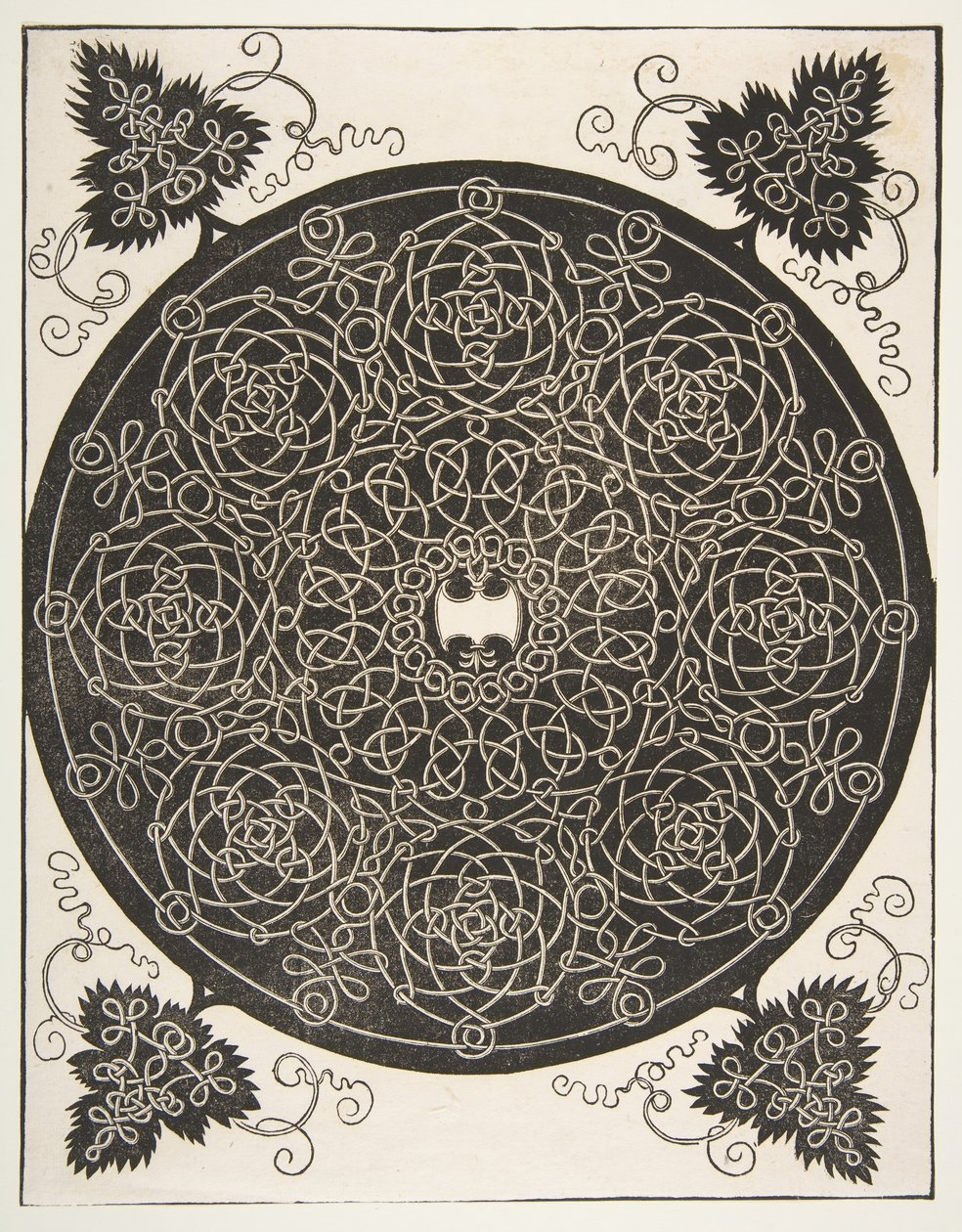 Den tredje knude. Sammenflettet Roundel med Otte Kranse og et Skulpet Skjold i..., 1521 før. af Albrecht Dürer