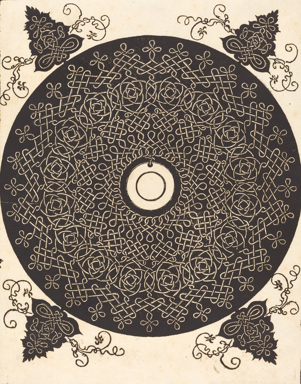 Den tredje knude med en sort cirkel på en hvid medaljon, sandsynligvis 15061507. af Albrecht Dürer