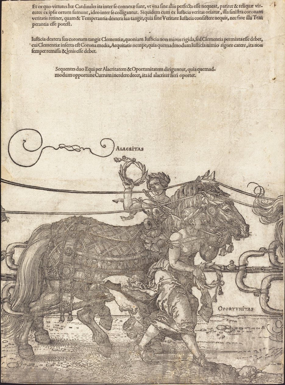 The Triumphal Chariot of Maximilian I The Great Triumphal Car [plade 4 af 8], 1523 latinsk udgave.. af Albrecht Dürer