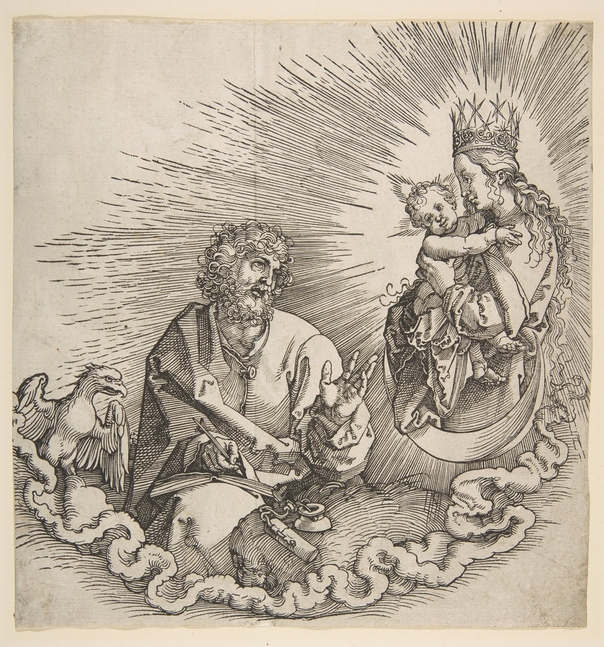 Jomfruen viser sig for Johannes, Frontispice til Apokalypsen, 1511. af Albrecht Dürer