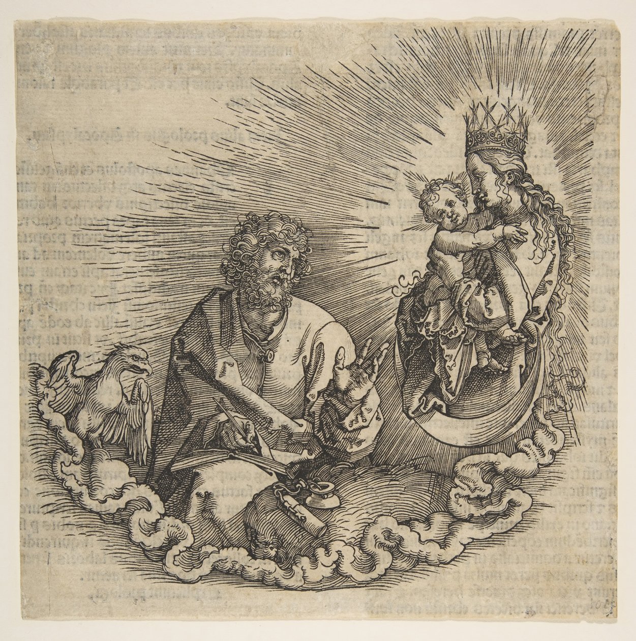 Jomfruen viser sig for Johannes, Frontispice til Apokalypsen, 1511. af Albrecht Dürer