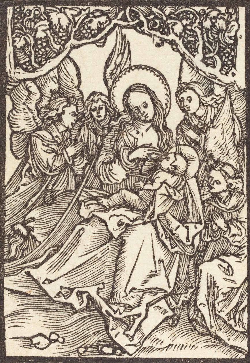 Jomfruen plejer Kristusbarnet med fire engle, ca. 1500. af Albrecht Dürer