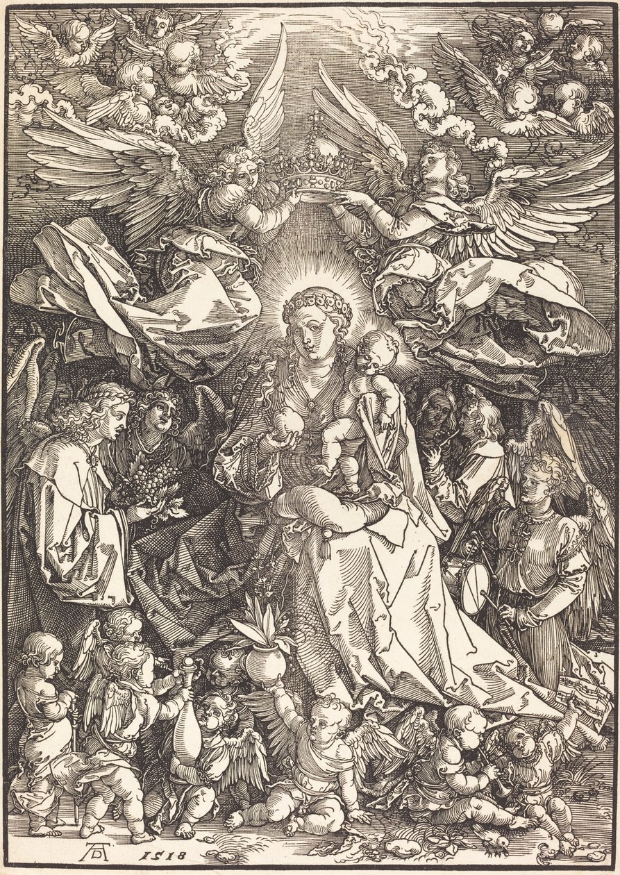 Jomfruen omgivet af mange engle af Albrecht Dürer