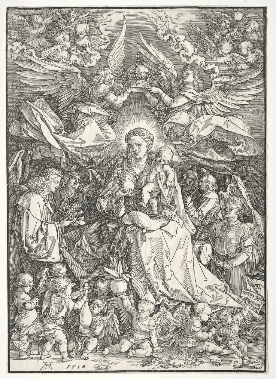 Jomfruen omgivet af mange engle af Albrecht Dürer