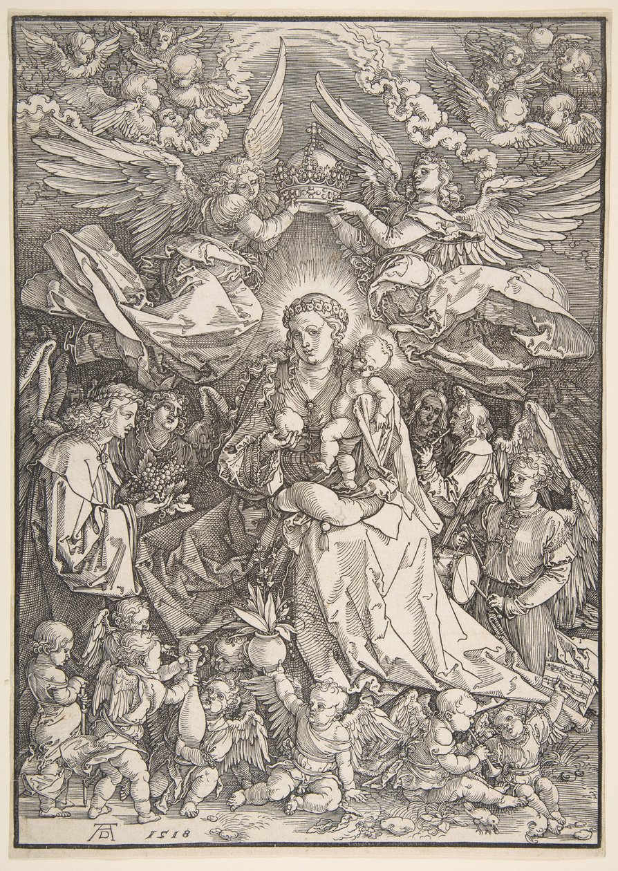 Jomfruen omgivet af mange engle af Albrecht Dürer