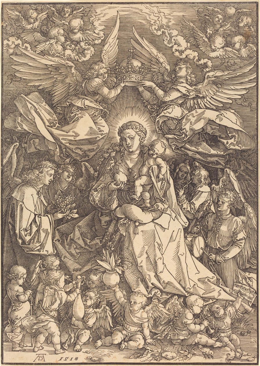 Jomfruen omgivet af mange engle af Albrecht Dürer