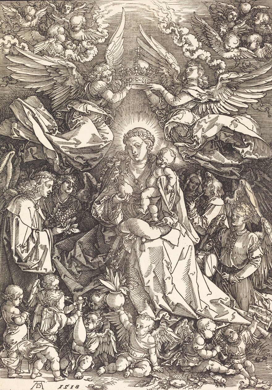 Jomfruen omgivet af mange engle, 1518. af Albrecht Dürer