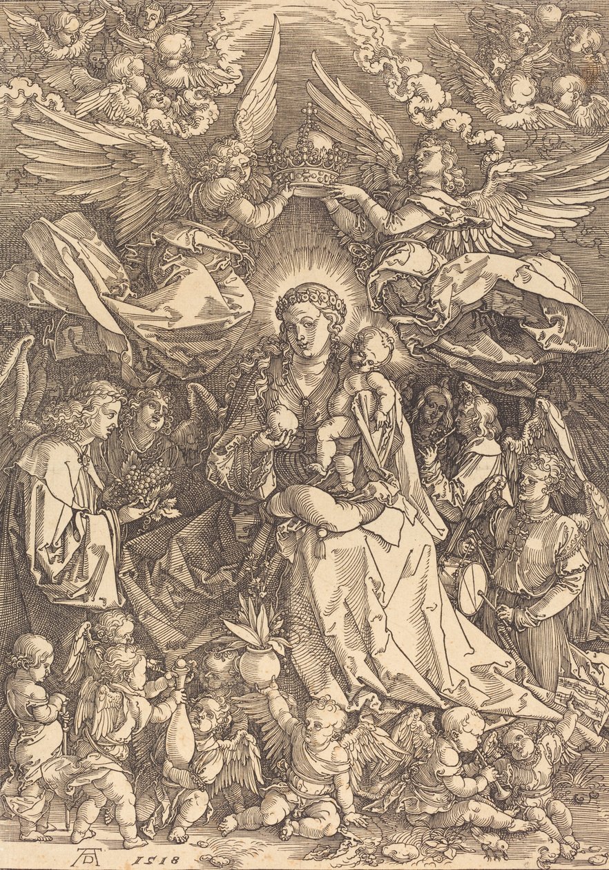 Jomfruen omgivet af mange engle, 1518. af Albrecht Dürer