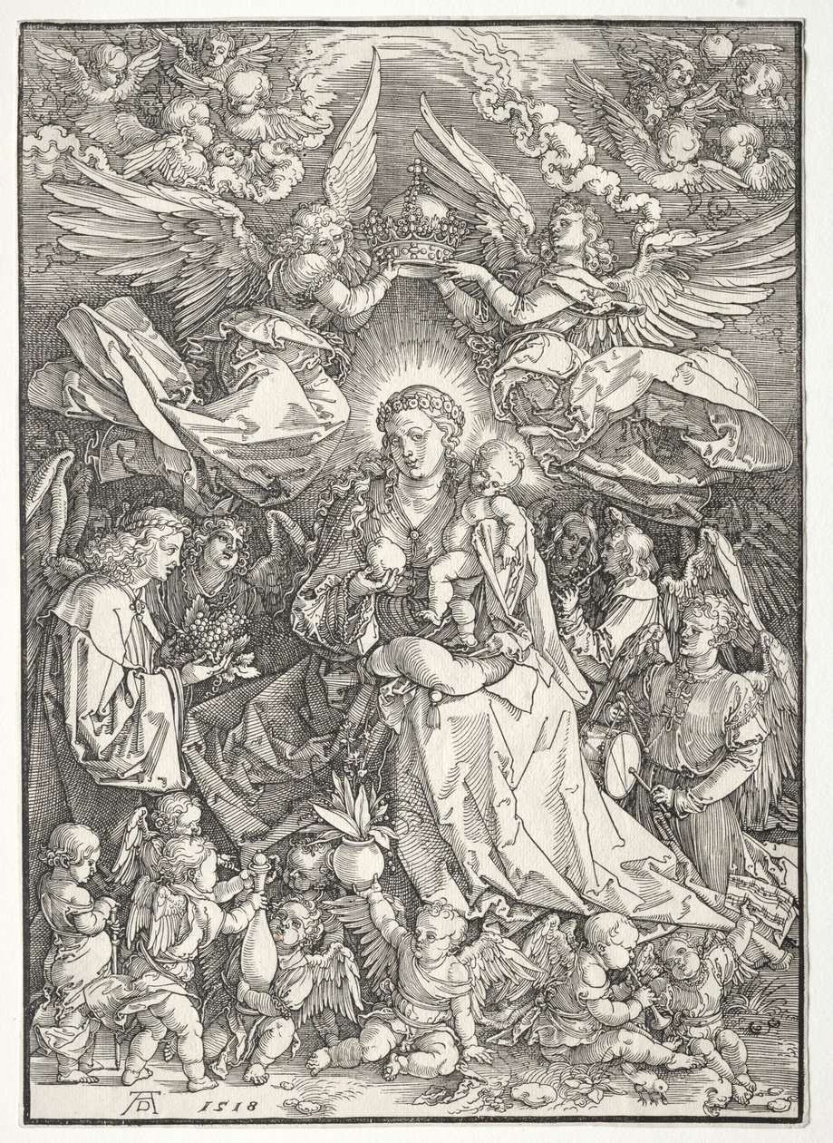 Jomfruen omgivet af mange engle, 1518. af Albrecht Dürer
