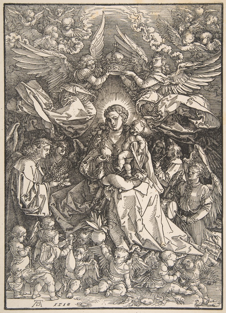 Jomfruen omgivet af mange engle, 1518. af Albrecht Dürer