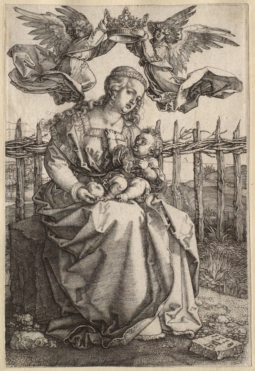Jomfruen med barnet kronet af to engle af Albrecht Dürer