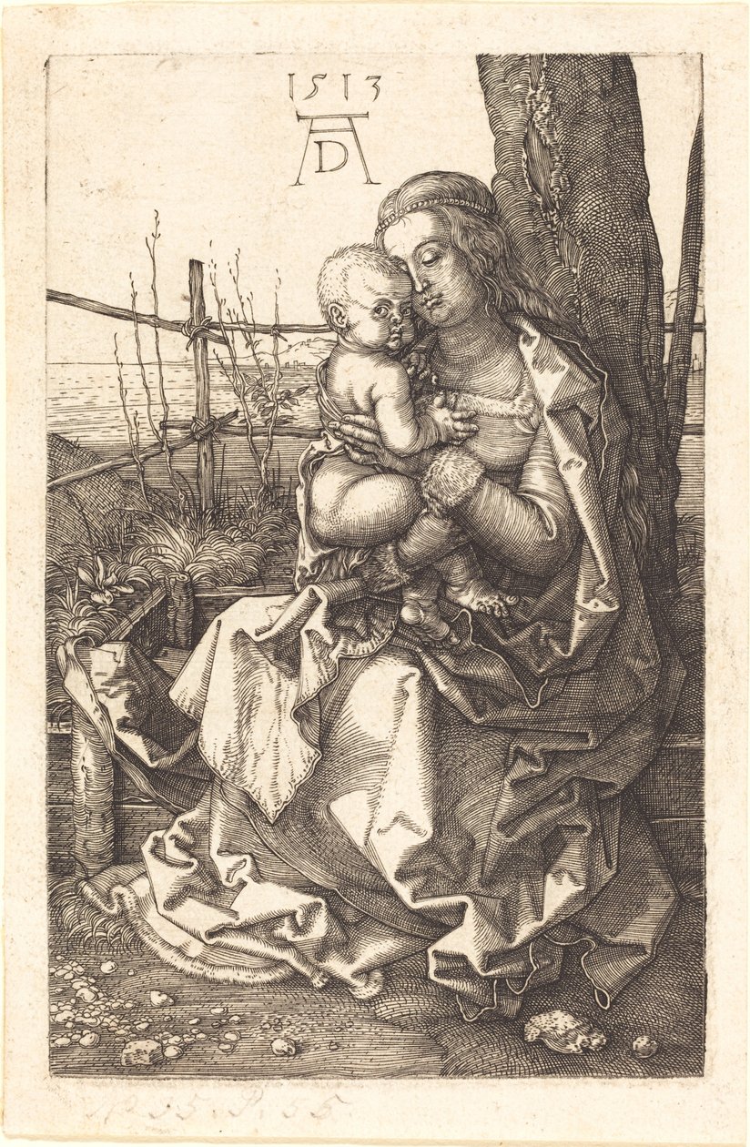 Jomfruen og barnet sidder ved et træ af Albrecht Dürer