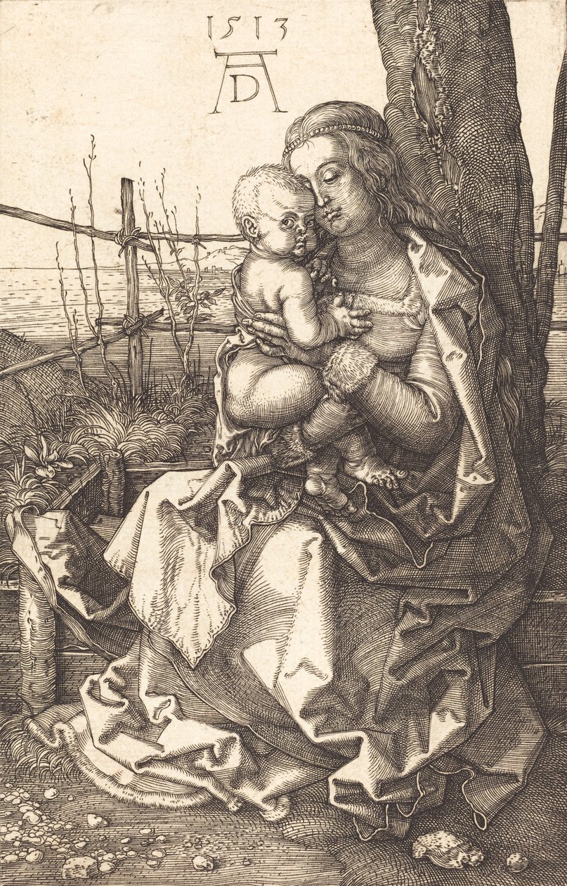 Jomfruen og barnet sidder ved et træ, 1513. af Albrecht Dürer