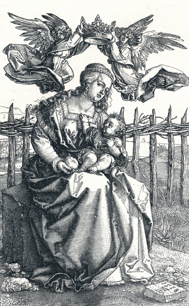 Jomfruen og barnet kronet af to engle, 1518, 1906 af Albrecht Dürer