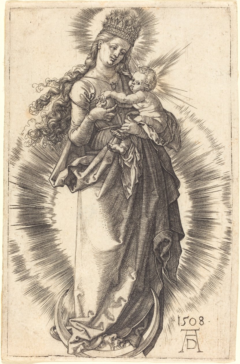 Jomfruen og barnet på en halvmåne med en stjernekrone af Albrecht Dürer