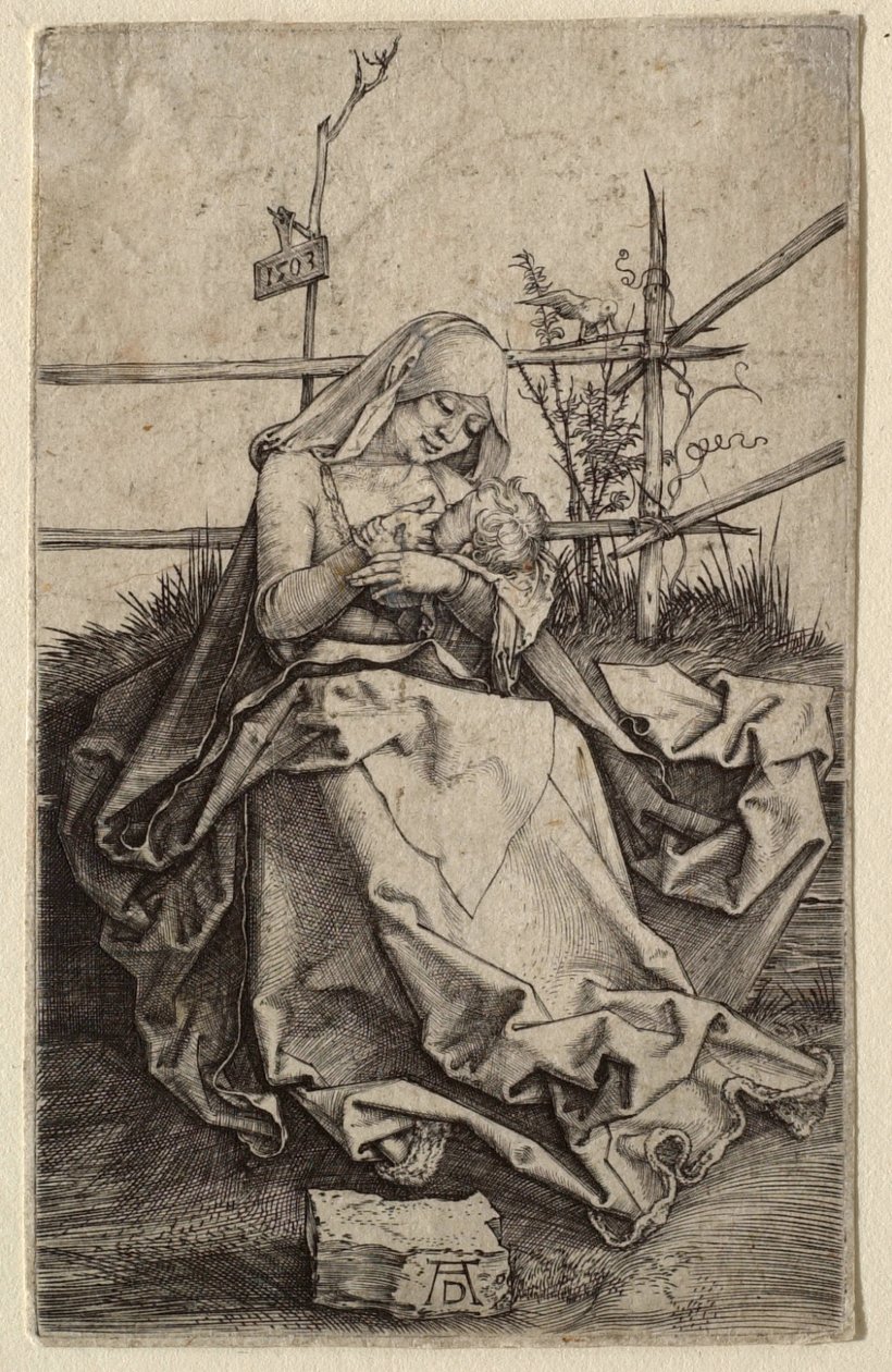 Jomfruen med barnet på en græsbænk af Albrecht Dürer